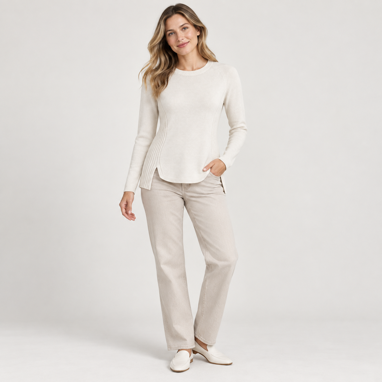 Arden Rib-Curve Lightweight Sweater