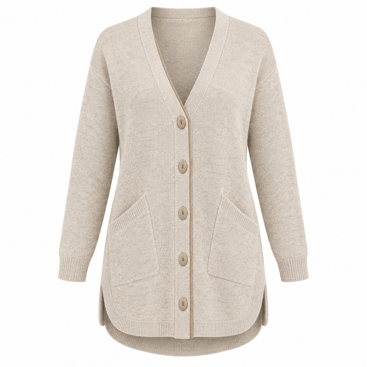 Marlow Longline Oval-Button Cardigan