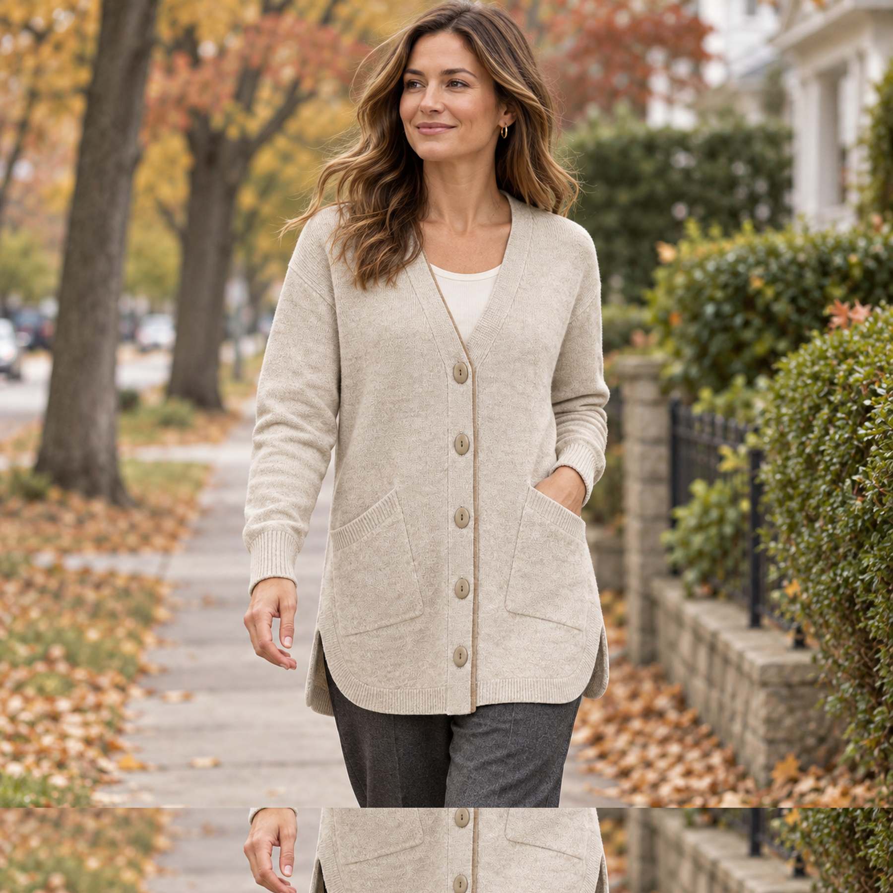 Marlow Longline Oval-Button Cardigan