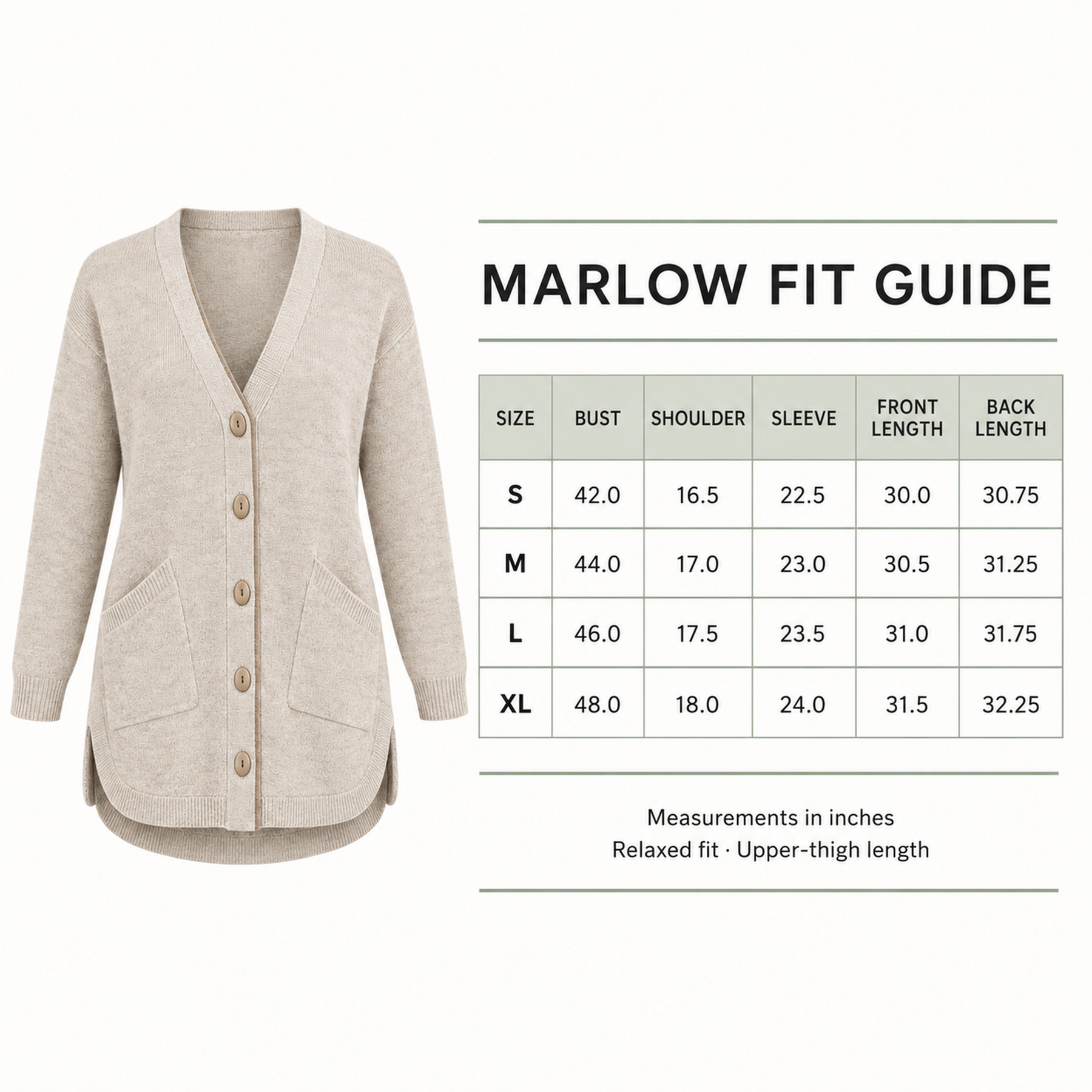 Marlow Longline Oval-Button Cardigan
