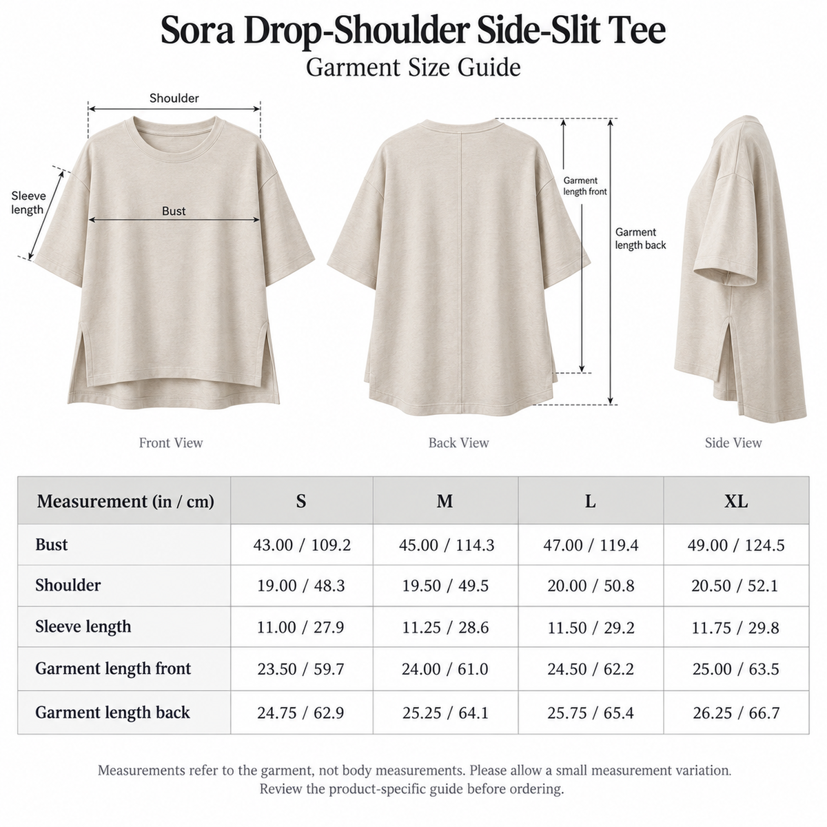 Sora Drop-Shoulder Side-Slit Tee