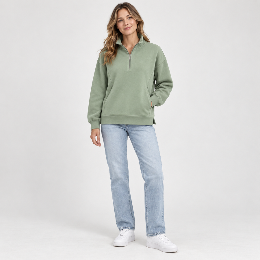 Elowen Panel-Pocket Half-Zip Pullover